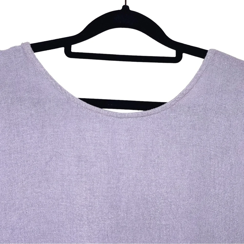 Black Crane Lavender Linen Blend Pleated Cocoon Midi Dress - Small - Picture 9 of 12